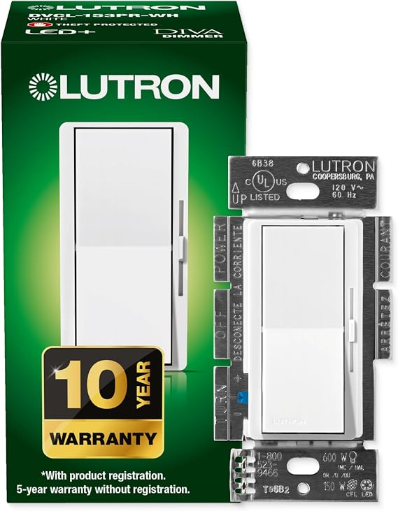 Lutron Diva LED+ Dimmer Switch, Paddle Dimmer, Single Pole/3-way
