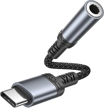 USB C to 3.5mm Jack Audio Adapter, USB C to Aux Headphone Adapter USBC to Headphone Jack Earphone Adaptor, Aux Nylon Type C Headphone Adapter for iPhone 17/16/15 Pro Max Plus, iPad, Samsung, Pixel
