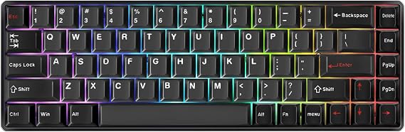 DrunkDeer G65 Rapid Trigger Mechanical Keyboard, Magnetic Switch, Gaming, PBT Key Caps, RGB, Wired, Compact, 65% Size, Wired, Ghost Protection, Black