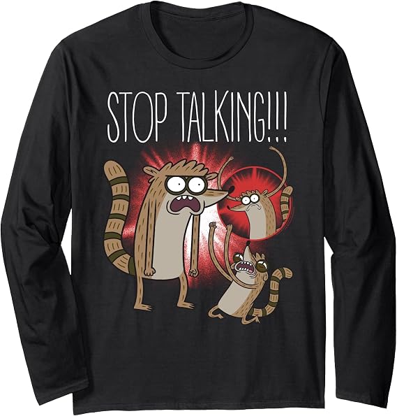 Regular Show Rigby Stop Talking! Funny Cartoon Long Sleeve T-Shirt