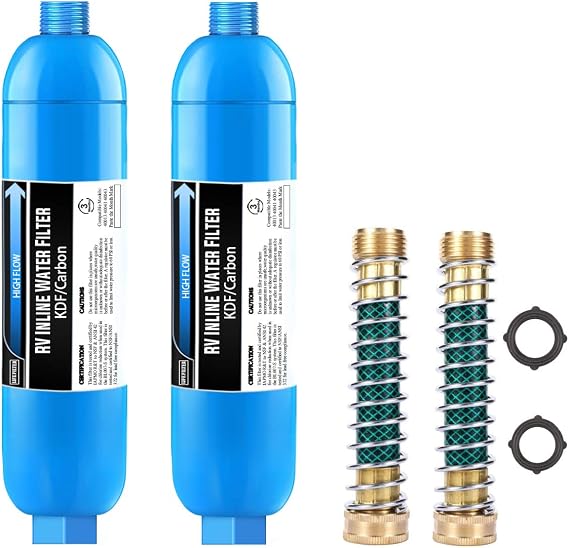 Lifefilter 2 Pack RV Water Filter with 2 Flexible Hose Protector
