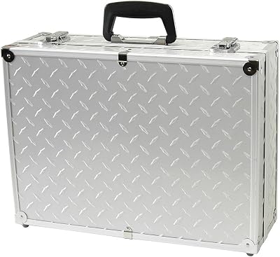 Case with Removable Tool Pallet and Two Key Lock Latches, Diamond Plate, Silver, One Size