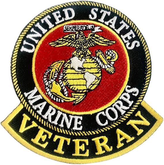 Artisan Owl Marine Veteran Patch with Iron-On Adhesive Military Emblem for Jackets Hats and Bags