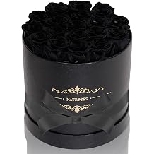NATROSES Handmade Preserved Black Roses, 18 Selected Rosebuds, Lasting Roses for Her