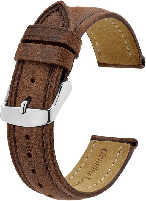 Bisonstrap Watch Strap Vintage Leather Replacement Strap Bandwidth 14 mm 15 mm 16 mm 17 mm 18 mm 19 mm 20 mm 21 mm 22 mm 23 mm 24 mm