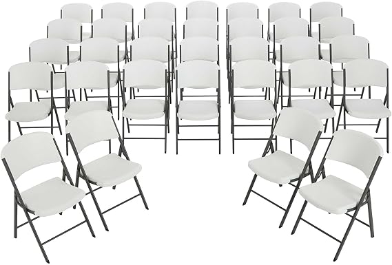 LIFETIME Commercial Grade Folding Chairs, 32 Pack, White Granite