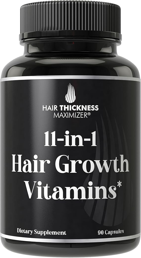 11-in-1 Vegan Hair Growth Vitamins for Thinning & Brittle Hair Advanced Vitamin Complex with 5000mcg Biotin, Pumpkin Seed, Zinc. Supports Thicker, Healthier-Looking Scalp for Women & Men