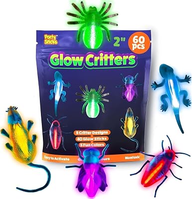 Glow Critters Easter Egg FIller & Basket Stuffer - Glow Sticks Party Favors - Glow in The Dark Party Supplies - 60 Count