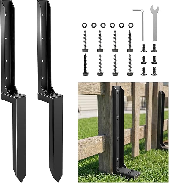 Sakerplus Fence Post Repair Kit, No-Dig Spike for 4x4/6x6 Posts, 2-Pack