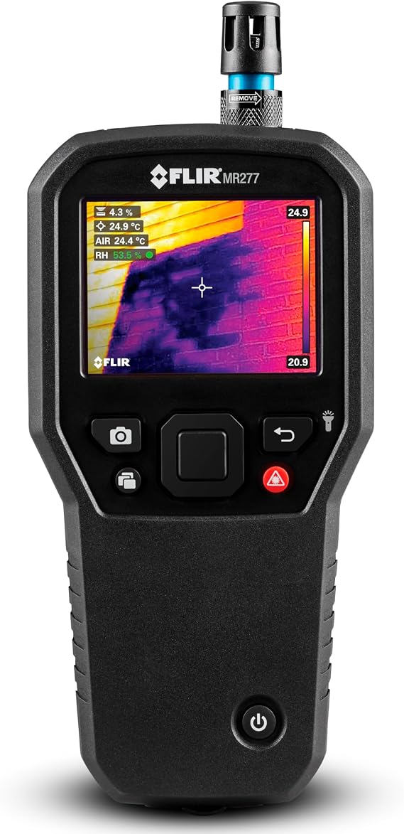 FLIR MR277 Moisture Meter, MSX IR Camera & Hygrometer for Building Inspection | 160x120 thermal, MSX, non-invasive sensor, building inspection, air leaks, insulation voids, documentation
