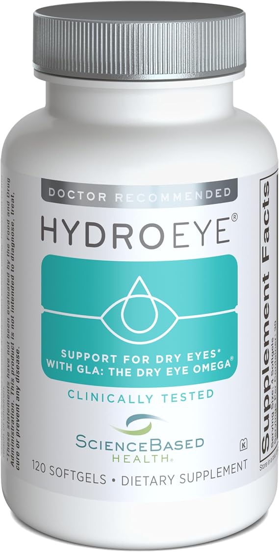ScienceBased Health HydroEye Dry Eye Supplement Clinically Tested with GLA & Omega-3 120 Softgels