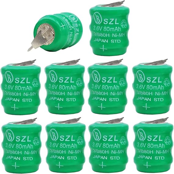 10 Pack 3.6V 80mAh Ni-MH Battery for Varta 3/V80H 55608303012 PLC CNC Chip Data Power Supply 2 Pin