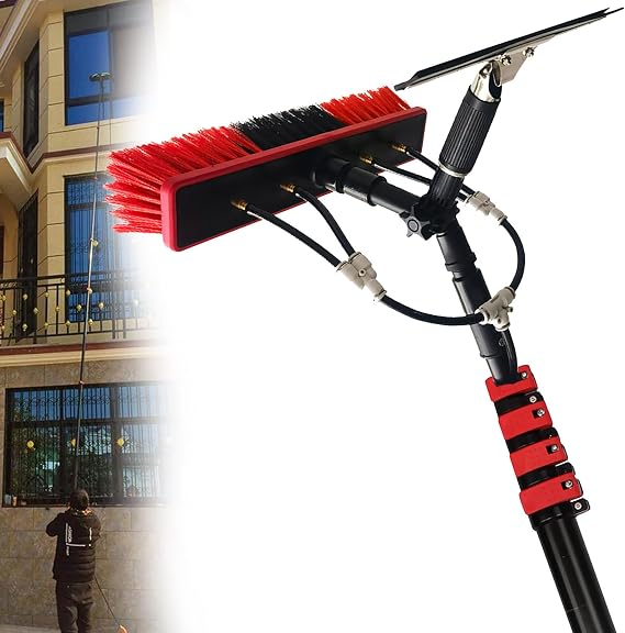 Cleaning Kit Telescopic Brush12-36Ft Water Fed Pole Kit Water Fed Telescopic Brush,Window Cleaning Brush Pole,Car Wash Brush,for Home and Commercial Window Solar Panel Cleaning,3,36FT(10.8M)