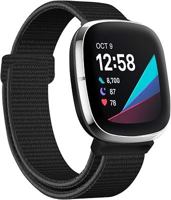 Nylon Bands Compatible with Fitbit SenseVersa 3, Soft Adjustable Breathable Sport Replacement Strap Women Man Wristband Accessories for Sense Advanced Smartwatch