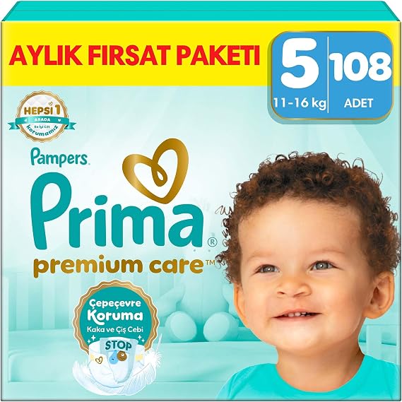 Prima Bebek Bezi Premium Care 5 Numara 108 Adet Aylık Fırsat Paketi