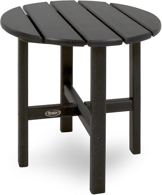Trex Outdoor Furniture Cape Cod Round 18-Inch Side Table, Charcoal Black