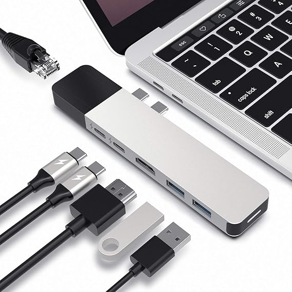 HyperDrive USB C Hub, NET 6-in-2 for MacBook Pro Air, Multi-Port USB-C Dongle w/Gigabit Ethernet, 40Gbps/100W PD, 5Gbps/60W PD, 4K30Hz HDMI | USB-C 5gbps, HDMI 4k30hz HDR, Gigabit Ethernet