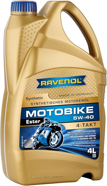 RAVENOL J1V1002 SAE 5W-40 4-Stroke Motorcycle Oil - 4-T Full Syn Ester JASO