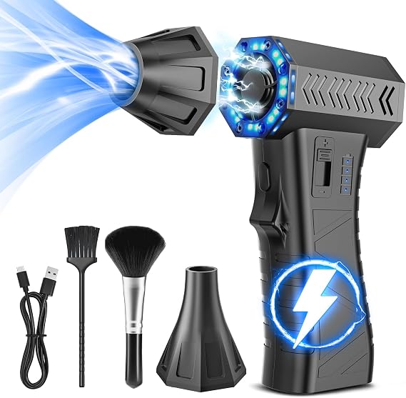 Compressed Air Duster - 300000RPM Super Power Electric Air Duster | Variable Speed Compressed Air, 8000mAh Battery Canned Air, Mini Cordless Air Blower for Home/Keybaord/PC/Computer/Car