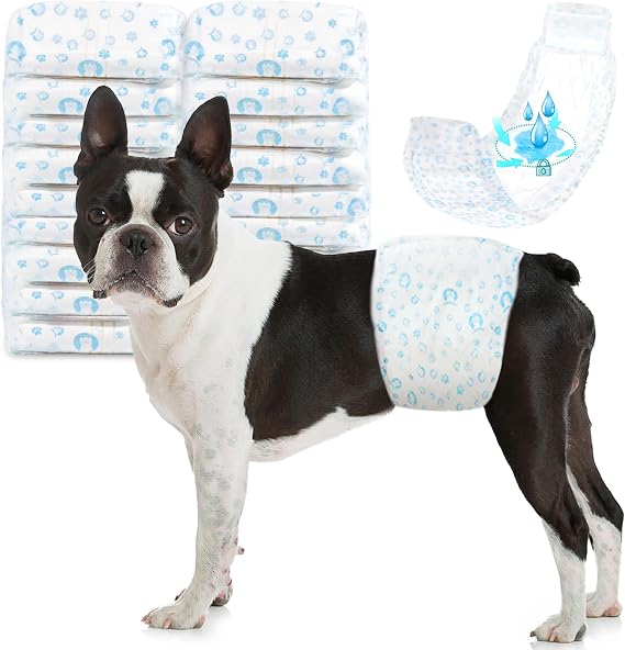 Dog Diapers Male 100Ct, Male Dog Diapers Disposable with Wetness Indicator, Adjustable Puppy Diapers, Super Absorbent & Breathable Male Dog Wraps, 360 Leak-Proof for Incontinence & Marking, M