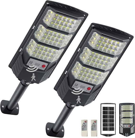 YACAISI Solar Street Lights Outdoor, 8500K Solar Outside Light, LED Dusk to Dawn Flood Waterproof Lighting with Motion Sensor and Remote Control, Security Lights for Parking Yard Path [Energy Class G]