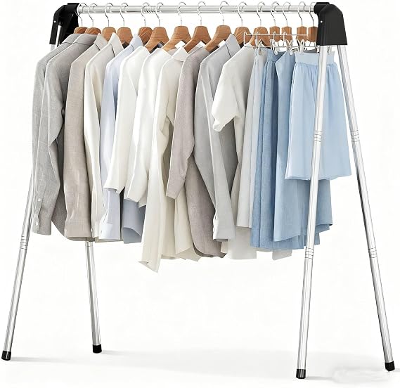 55" L Stainless Steel Clothes Drying Rack | Collapsible Laundry Drying Rack, Great for Sweaters, Baby Clothes & Towels. Portable for Indoor, Outdoor & Travel Air Drying