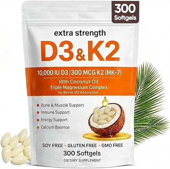 IRMI Vitamin D3 K2 Magnesium Complex, Extra Strength D3 & K2 with Triple Magnesium Softgels, D3 K2 Vitamin 10000 IU Softgels