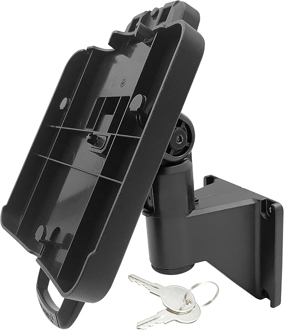 ENS Tailwind Ingenico ISC 480 7" Latch and Key Lock Wall Mount Terminal Stand, Black