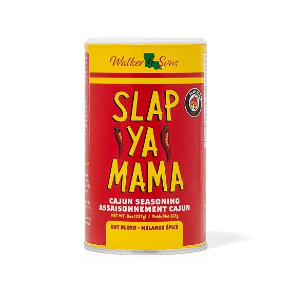 Slap Ya Mama Cajun Seasoning from Louisiana, Hot Blend, No MSG and Kosher, 8 Ounce Can | one 8 oz canister of Hot Blend Cajun seasoning for chicken, seafood, vegetables, grilling, and everyday meals.