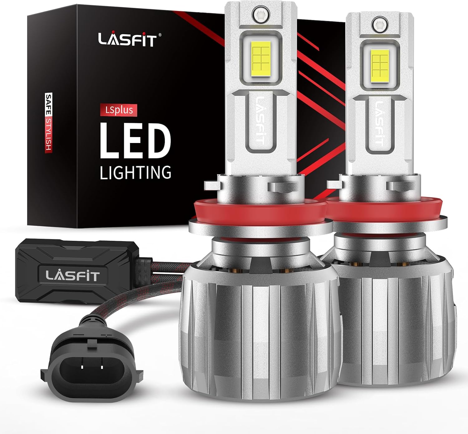 LASFIT H11 LED Bulbs, 2024 Upgrade 65W LSplus Series H8H9H11H16 LED, Super Bright 4th Gen LSplus 13000LM 6000K Cool White LED Kit, Halogen Upgrade Replacement, Plug and Play, Pack of 2