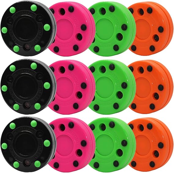 Green Biscuit Roller Hockey Puck 12 Pack Multi Color