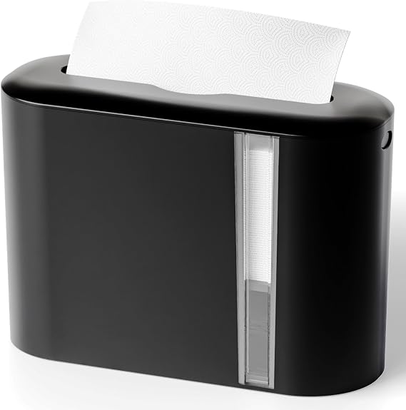 Yieach Touchless Paper Towel Dispenser for Countertop,Home,Bathroom and Kitchen,Black Commercial Multifold Paper Towel Dispenser for Z-fold,Folded,Trifold,Napkin,C fold,Tri Fold Hand Towels Holder