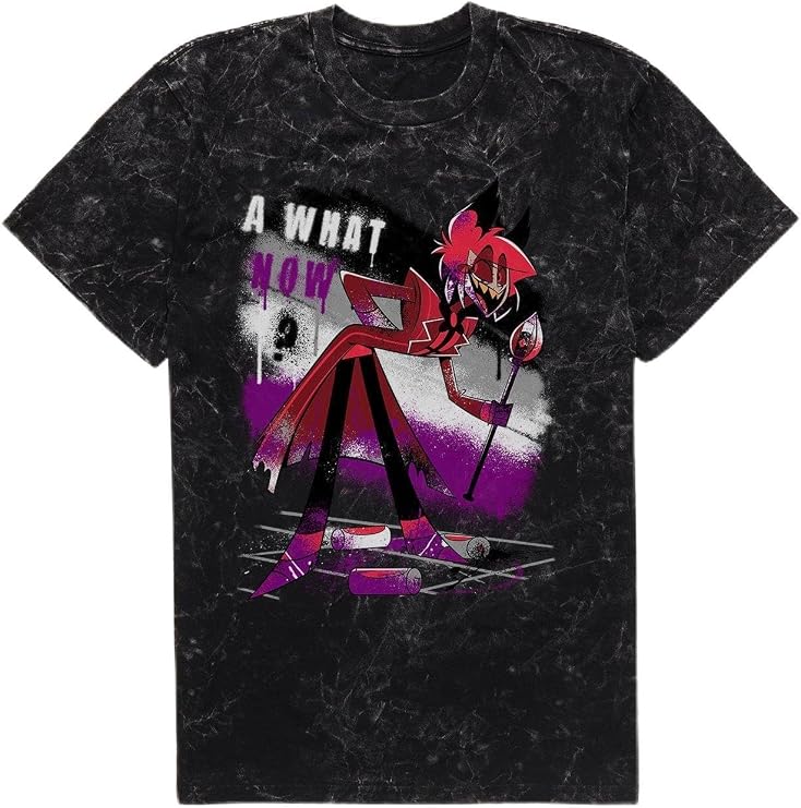 Hot Topic Hazbin Hotel Alastor What Now Mineral Wash T-Shirt Black Mineral WASH 2XL