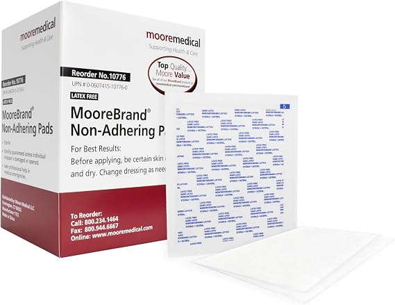 Sterile Non-Adherent Dressing Pads, 3 X 4, 100 Pack, Individually Wrapped, Highly Absorbent & Non-Stick, Non-Adhesive Wound Dressing