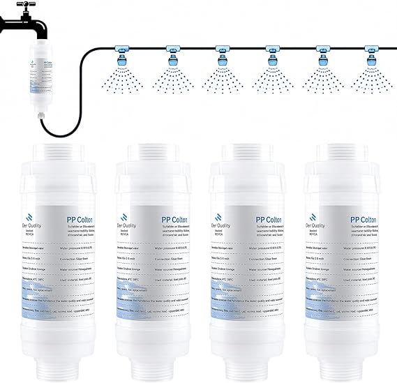 Hydrogarden 4 Pack Water Filter Garden Hose for 3/4" Standard Garden Hose and Faucets, Outdoor Misting System Filter, Preventing Scale Buildup from Clogging Up