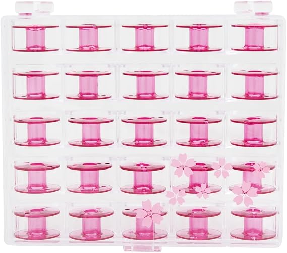 Janome Sewing Machine Cherry Blossom Pink Bobbins 25 ct