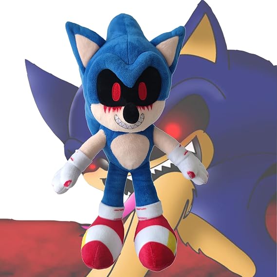 ZEWAN 14.6in Sonic Exe Plush,Dark Sonic Plush,Soft Stuffed Blood Sonic Exe Doll for Cartoon Sonic Lovers Collection 14.6 Inch (Pack of 1)