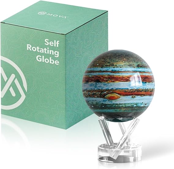 MOVA Globe - Jupiter Classic 4.5 | Solar-Powered Rotating Planet Display for Desk or Shelf | No Batteries or Wires | Floating-Style Space Decor