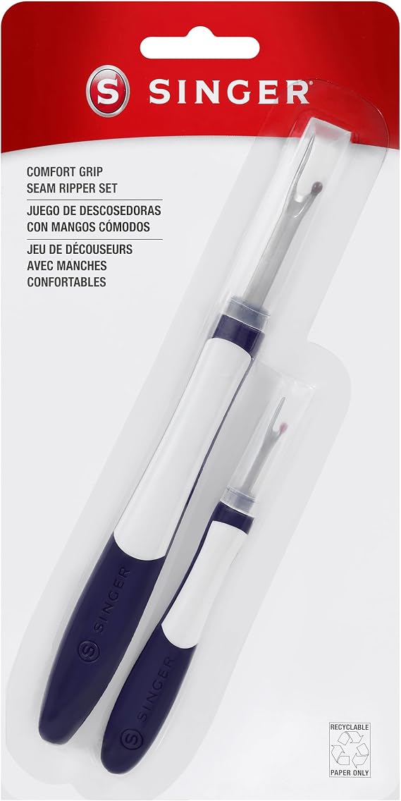 SINGER Comfort Grip Seam Ripper Set, Safety Cap for Sewing, 2 Count