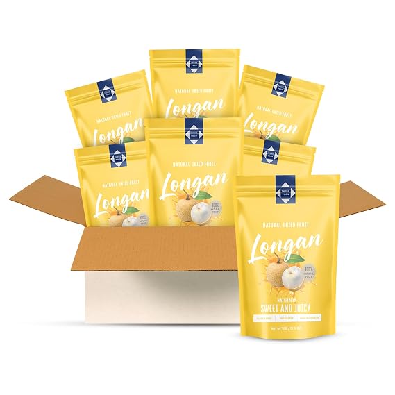 Natural Dried Longan Naturally Sweet & Juicy, Premium Thai Fruit, Gluten-Free, Vegan, High in Vitamins, No Added Sugar, Healthy Snack, 21 OZ (600g) Authentic Taste of Thailand (Pack of 6)