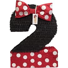 APINATA4U 20" Large Number Two Pinata - Black with Red Bow, Perfect for Mouse Themed Birthday Party Decorations and Supplies - Celebrate in Style