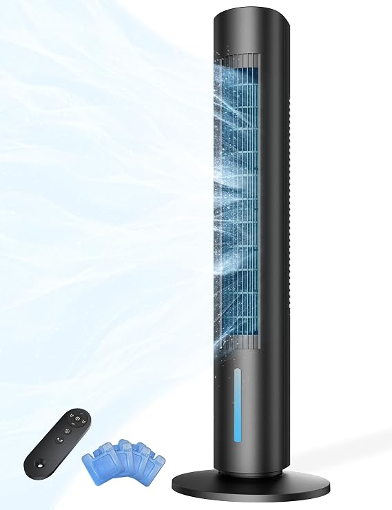 35.2" Evaporative Air Cooler for Room No Window, 7H Timer, Large Water Tank, Quiet AC Unit for Bedroom, Black