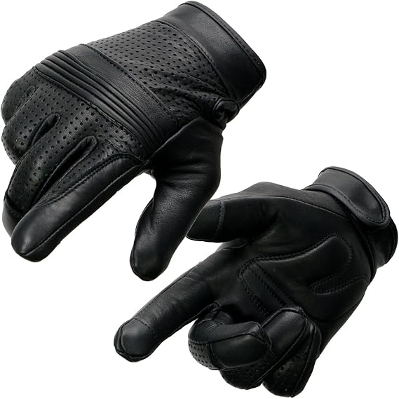 Milwaukee Leather Men's Leather and Mesh Motorcycle Gloves - Breathable, Adjustable Wrist, Riding Gloves - XS