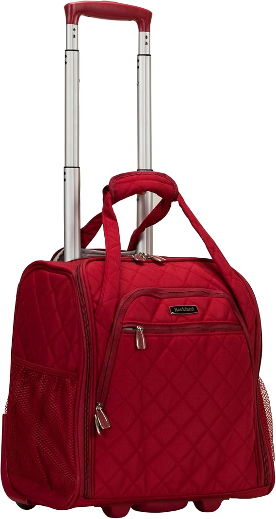 Rockland Melrose Upright Wheeled Underseater Carry-On Luggage, Red