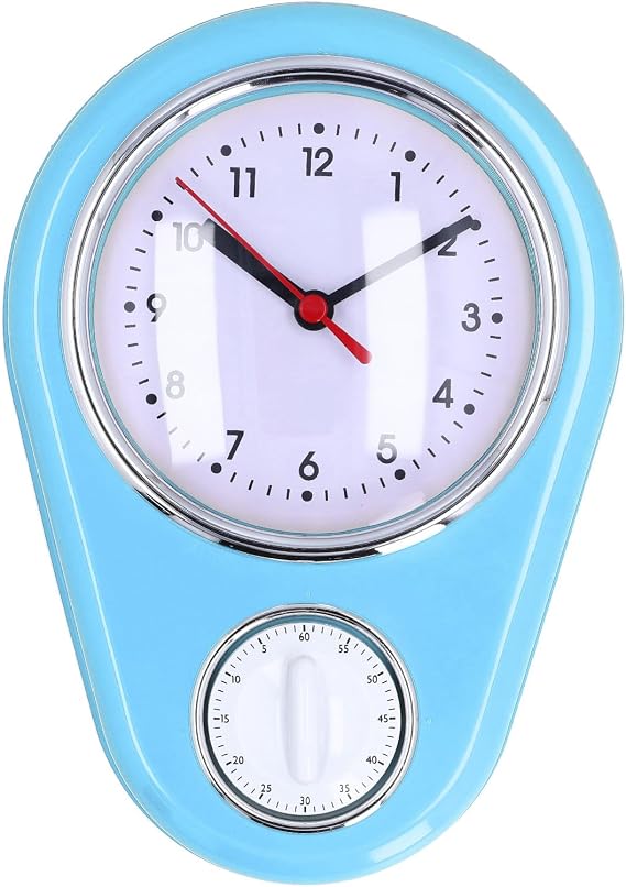 Retro Kitchen Timer Multifunction Innovative Precise Time Countdown Clock Wall Clock Silent Operation Quartz Clock for Home Kitchen 9 Inch (Blue)
