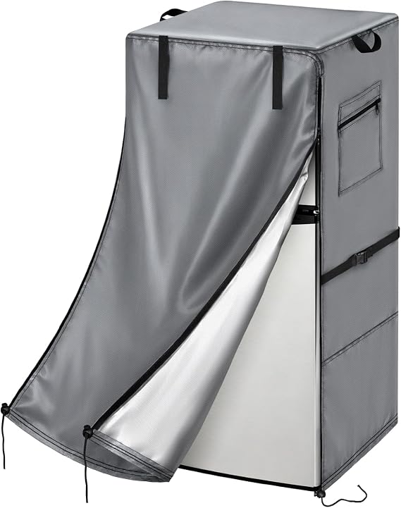 Refrigerator Cover Waterproof Dustproof Upright Freezer Protection Fridge Freezer Cover 24" W x 26" D x 59" H Grey