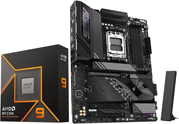 Micro Center AMD 9950X Processor with GBT X870E AORUS Elite WF7 Motherboard