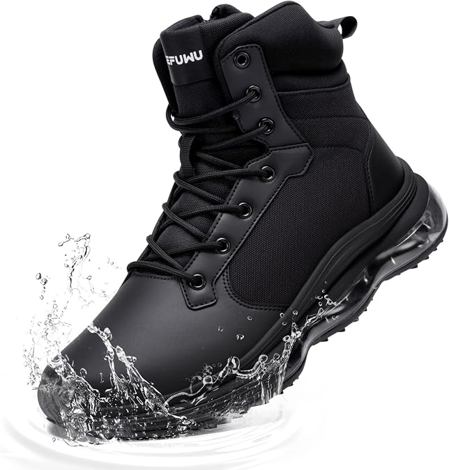 Military Tactical Boots for Men Waterproof Non Slip Hiking Work Combat Boots 6 Inch Side Zip Cushion Botas Tacticas Militares