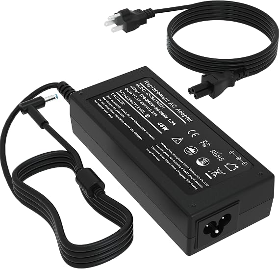 45W Laptop Charger for HP 14" 15" 15.6" 17" Computer Notebook | 19.5V 2.31A Smart Blue Tip Power Adapter Compatible with HP Pavilion, Stream, Envy ,EliteBook 840 G3 G5, Chromebook,Spectre
