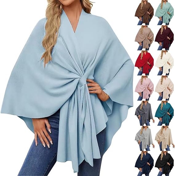 Women's Shawl Wraps Open Front Poncho Scarf Cape Oversized Sweaters Casual Cardigan Shawls for Fall Winter